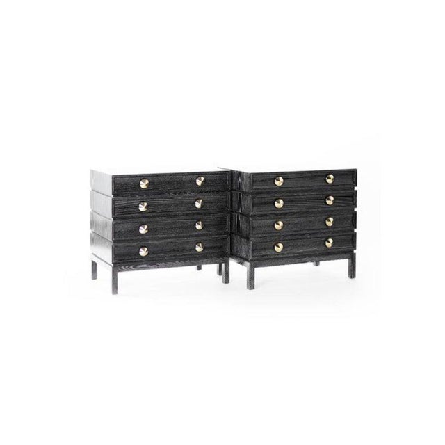 2020s Stamford Modern's Stacked Bedside Tables in Black Ceruse - a Pair For Sale - Image 5 of 12