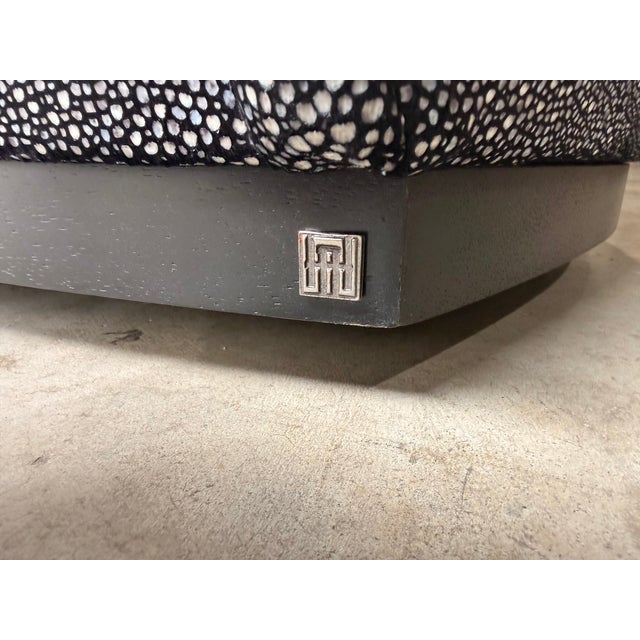 Textile Adriana Hoyos Charcoal & Silver Speckled Swivel Lounge Chair For Sale - Image 7 of 9