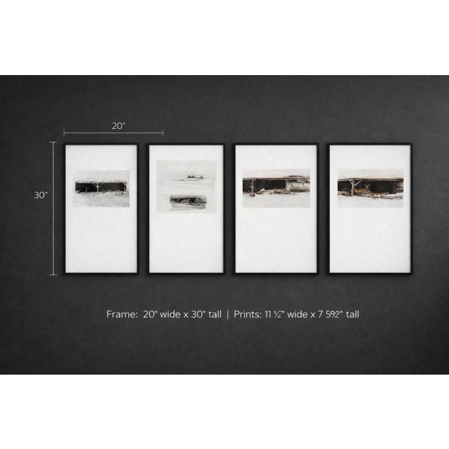 Contemporary Mid 20th Century Outbuilding Studies From Kuerners — Wyeth Study Series, Set of Four Float Mounted Prints, Gallery Framed (20” X 30”) For Sale - Image 3 of 11