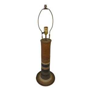 1960s Danish Sculptural Turned Pottery Table Lamp