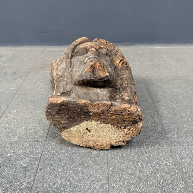 Head Carved from Wooden Trunk, 1950s For Sale - Image 15 of 16
