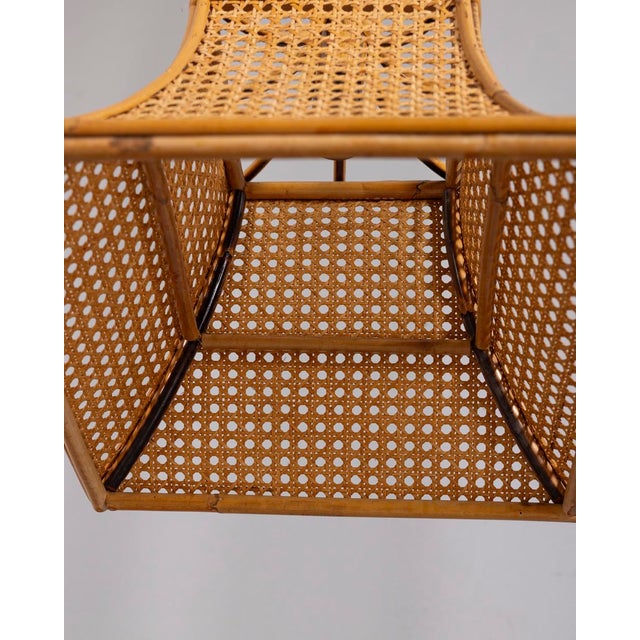 Vintage Italian Bamboo and Straw Pendant Lamp, 1960s For Sale - Image 9 of 12