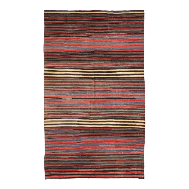 Mid 20th Century Striped Vintage Turkish Kilim Rug For Sale