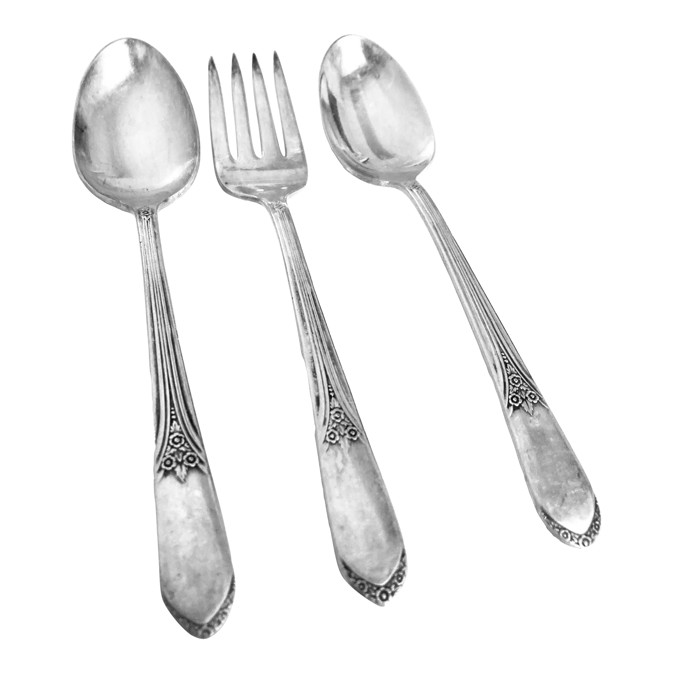 アールデコ1930年代WM ROGERSカトラリー アメリカ 14本シルバーPL 1930's Wm. Rogers Is Silver Plated Tea 2 Spoons & 1 Dessert Fork