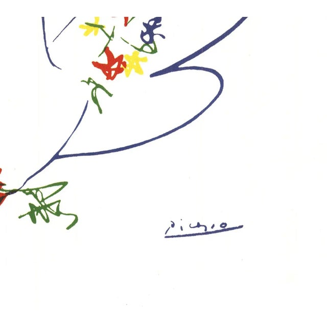 Pablo Picasso 1998 Pablo Picasso 'Dove with Flowers' Cubism France Offset Lithograph For Sale - Image 4 of 5