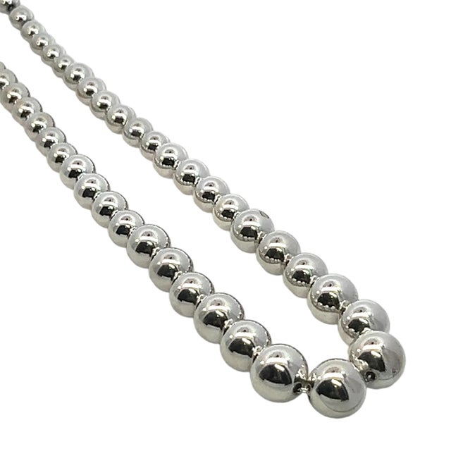 Contemporary 1990s Tiffany & Co Estate Beaded Necklace 17" Sterling Silver For Sale - Image 3 of 11