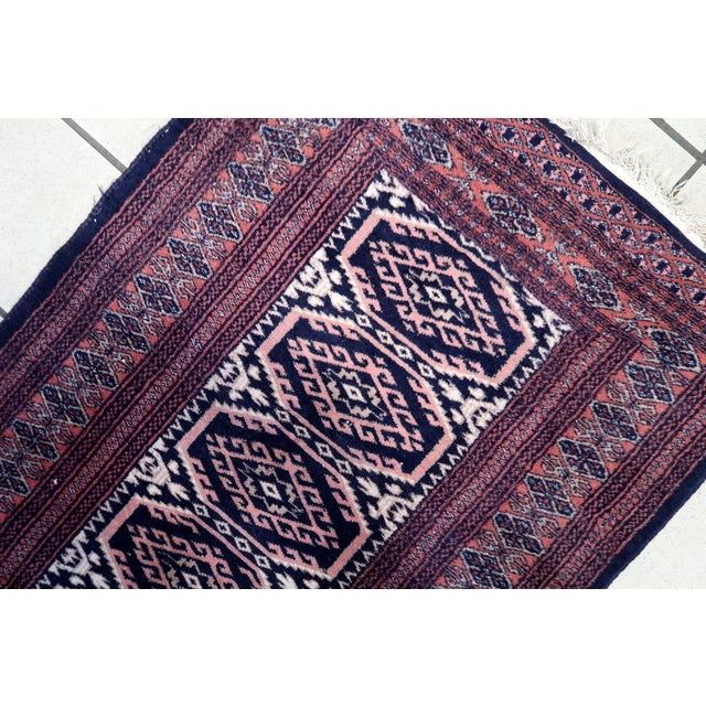 Navy Blue 1960s, Handmade Vintage Uzbek Bukhara Rug 2.5' X 3.7' For Sale - Image 8 of 10