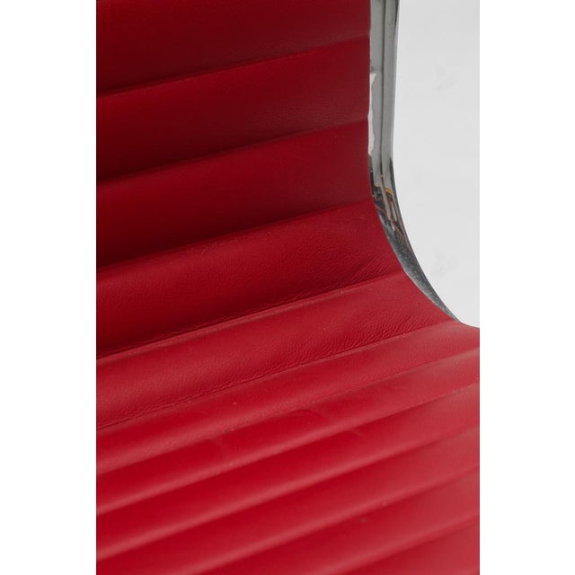 Animal Skin EA107 Chair in Red Leather by Charles & Ray Eames for Vitra, 2010s For Sale - Image 7 of 9