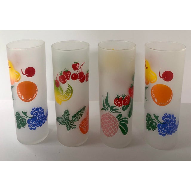 Vintage Retro Federal Tom Collins Frosted Fruit Glasses Set of 4