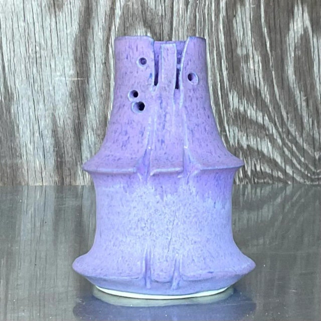 Late 20th Century Vintage Boho Signed Studio Pottery Vase For Sale - Image 5 of 6