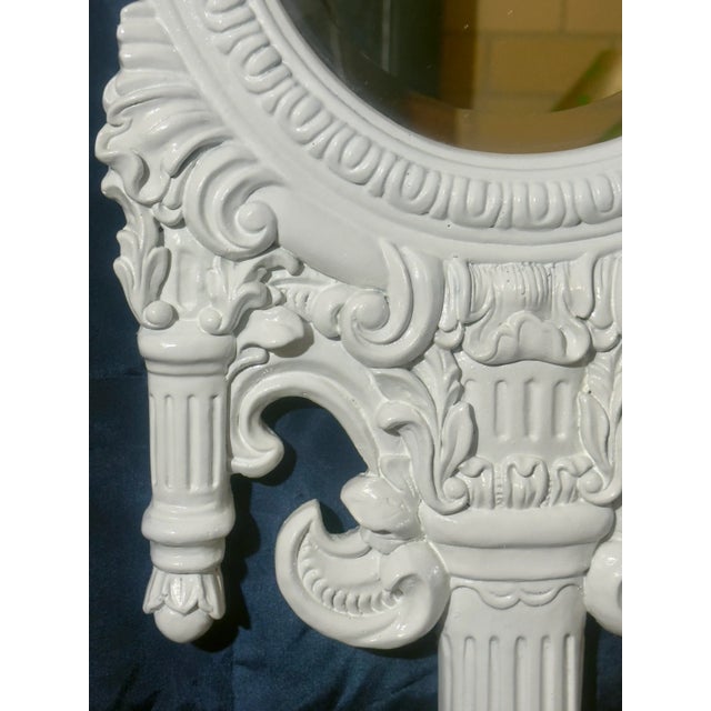 Wood Vintage Palm Beach Regency Gloss White French Rococo Revival Wall Mirror in Gampel-Stoll Style - Newly Painted For Sale - Image 7 of 12
