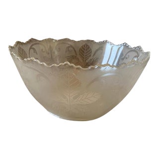 Vintage Art Nouveau Style Maple Leaf Etched Glass Shade For Sale
