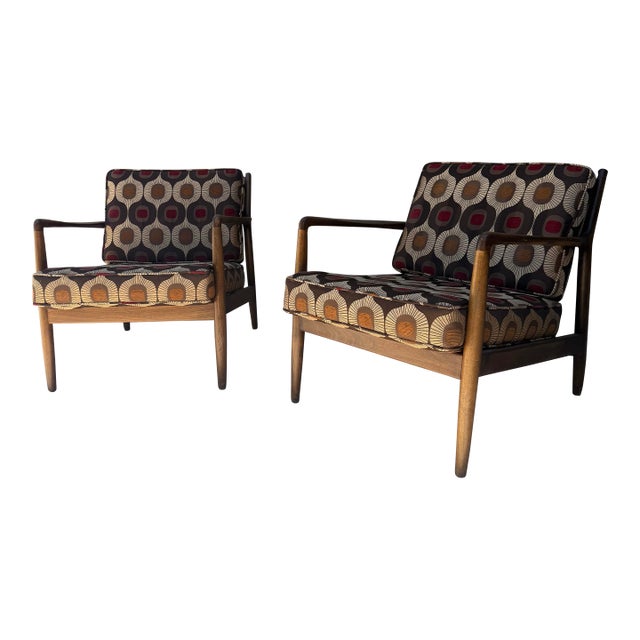 Pair of Dux Lounge Chairs With Ottoman For Sale