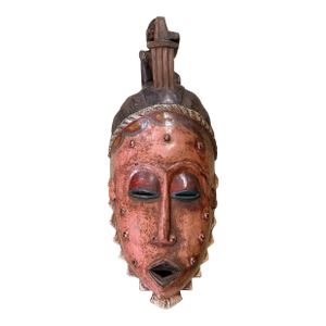 Lg Vintage African Guru Marriage Portrait Mask Cote d'Ivoire 22.5" H