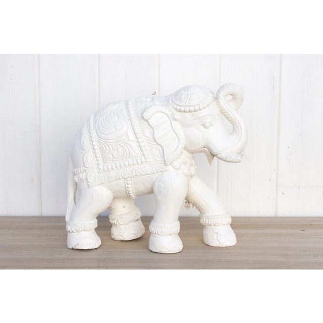 Set of 2, Painted White Elephant Statues Chairish