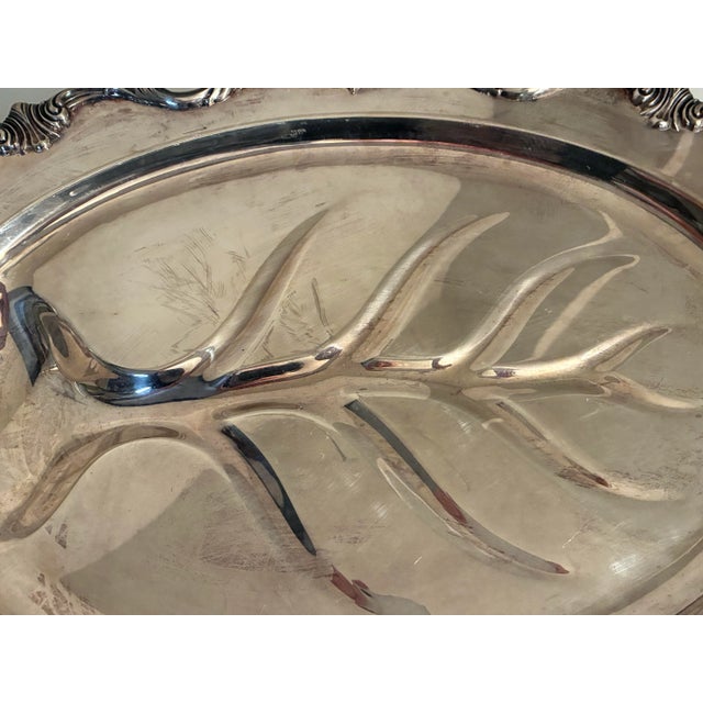 Vintage Silver Plated Meat Serving Palte With Tree Well For Sale In Philadelphia - Image 6 of 7