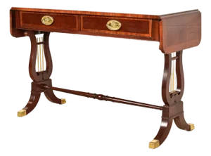 Baker Furniture English Regency Lyre Base Console or Sofa Table