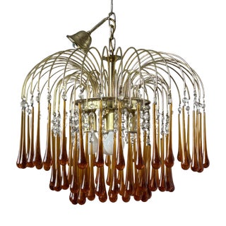 Vintage Murano Glass Chandelier attributed to Paolo Venini, 1960s For Sale