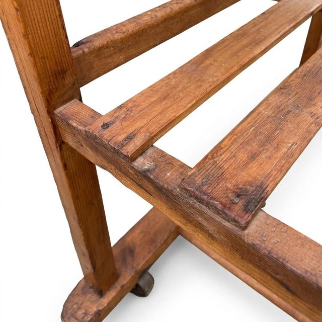Turn of the Century Cobblers/Bakers Rack With Original Metal Casters. For Sale - Image 4 of 7