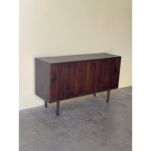 Brown Danish Mid 20th Century Modern Rosewood Sideboard - Vintage Credenza With Sliding Doors For Sale - Image 8 of 11