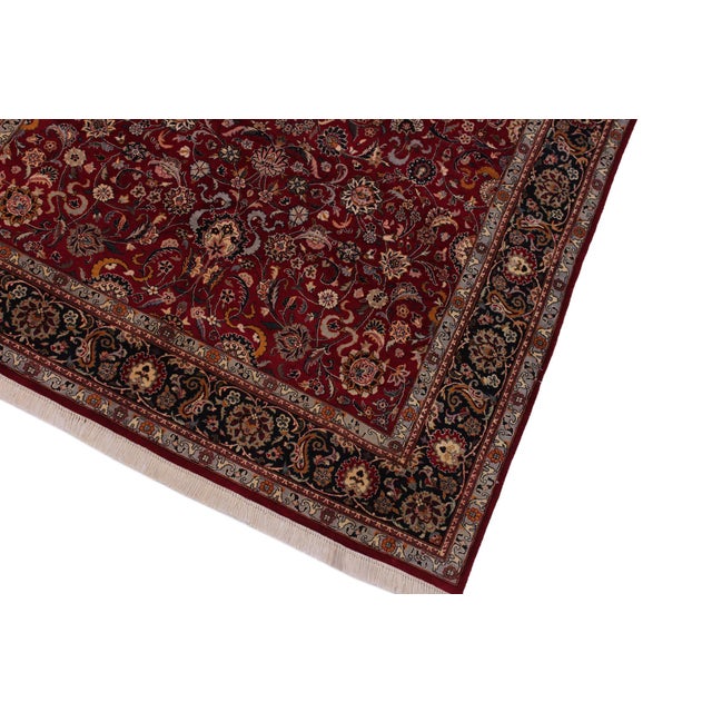 Shabby Chic Shabby Chic Floral 1990's Pak-Persian Red/Black Wool Rug - 6'2'' X 9'0'' For Sale - Image 3 of 9