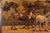 Vintage Inlaid Wood Framed Painting Depicting Four Horses in a Landscape For Sale - Image 9 of 12