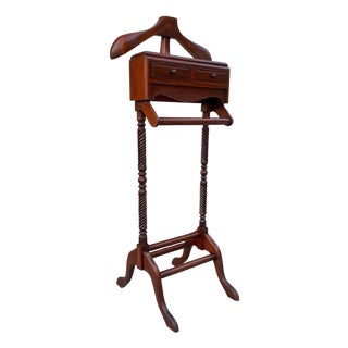 Spanish Baroque Revival Walnut Gentleman’s Valet Stand with Drawers, 1920s For Sale