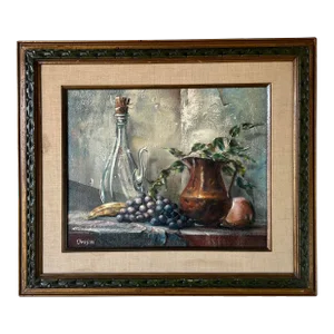 1970's Breslau Still Life Oil on Canvas Painting, Framed
