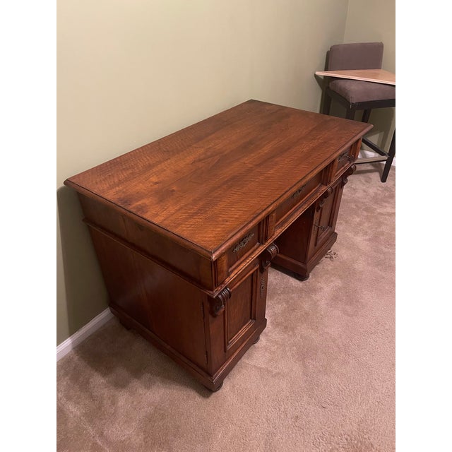 Antique Neoclassical Style Solid Wood Double-Pedestal Executive Desk For Sale In Charleston - Image 6 of 17