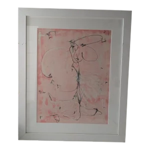 Signed and Framed Robert McCurdy Large Mixed Media Painting From Saks