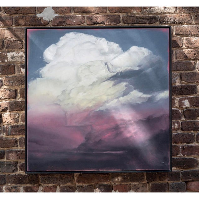 Contemporary Nocturnal Glow by Adam Hall | Pastel Painting of a large cloud against a dark sky For Sale - Image 3 of 3