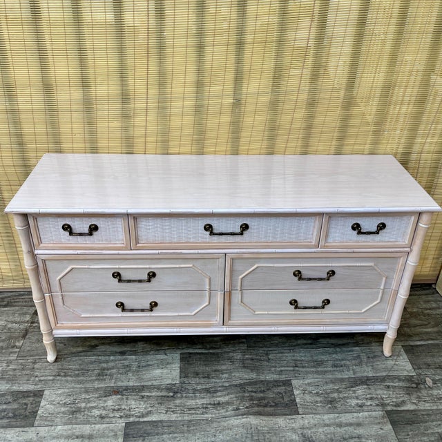 Vintage Hollywood Regency Faux Bamboo Dresser by Broyhill. Circa 1970s For Sale - Image 10 of 16