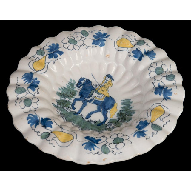 Ceramic Delft Polychrome Lobed Dish with Horseman, 1690s For Sale - Image 7 of 11