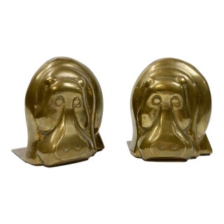 Brass Hippopotamus Bookends For Sale