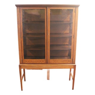 Circa 1901-1914 Edwardian Period English Bookcase Cabinet on Stand For Sale