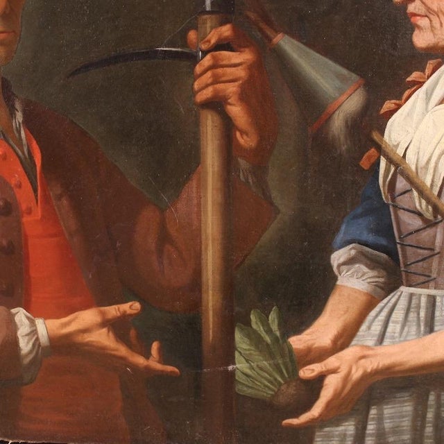 Italian Artist, Genre Scene with Peasants, 1670, Oil Painting on Canvas For Sale - Image 9 of 16