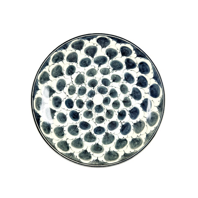 Ceramic Vintage Bat Trang Vietnamese Ceramic Dinner Plates With Mixed Leaf Motifs - Set of 6 For Sale - Image 7 of 14