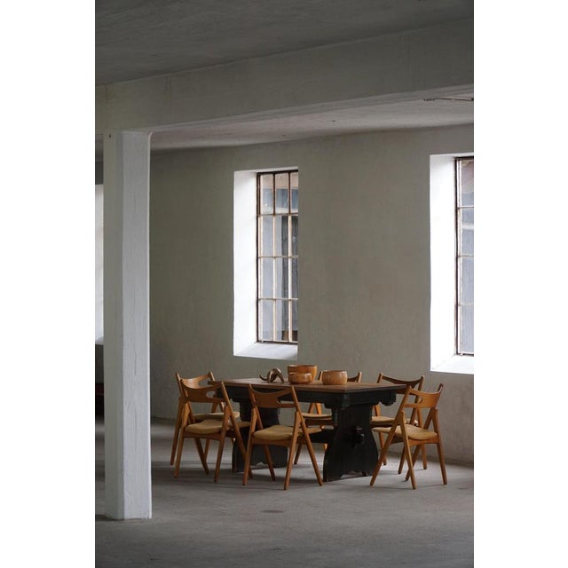 Scandinavian Rustic Folk Art Dining Table in Stained Pine, 1900s For Sale - Image 3 of 18