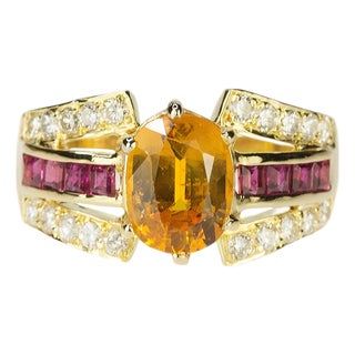 Late 20th Century Gold Sapphire Ring, Size 4.25 For Sale