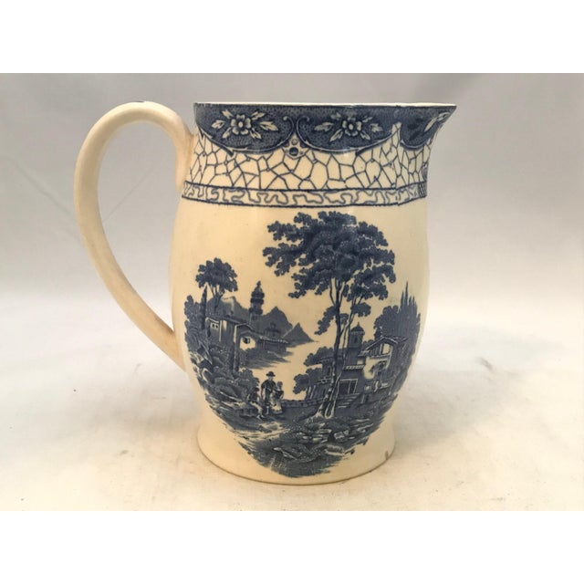 English Early 20th Century Adams Blue Transferware Pitcher: English Landscape Jug For Sale - Image 3 of 10