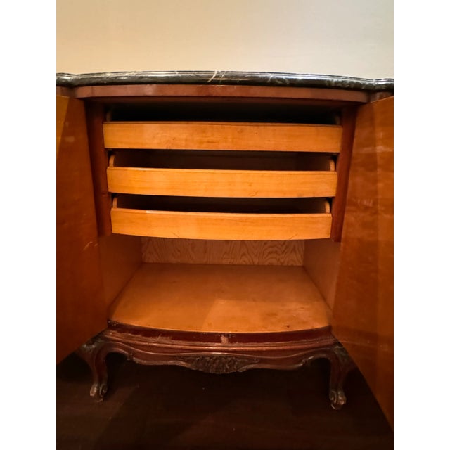Early 20th Century Antique French Louis XV Style Marble Top Marquetry Credenza For Sale - Image 10 of 12