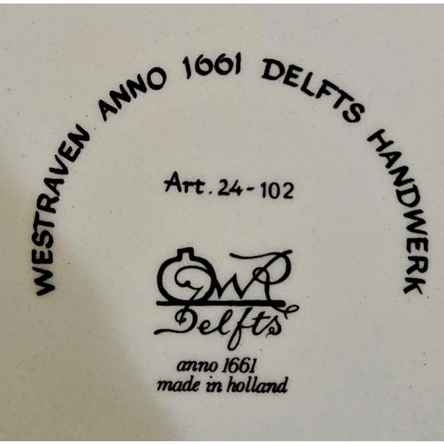 Westraven Delft Hand-Painted Dutch Landscape Plaque in Black Frame, Art 24-102 For Sale - Image 9 of 9