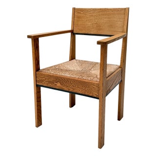 Art Deco Dutch Oak Armchair by J.A. Muntendam for L.O.V. Oosterbeek, 1920s For Sale