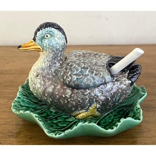 Late 20th Century Bordallo Pinheiro Figural Lidded Duck For Sale - Image 5 of 10