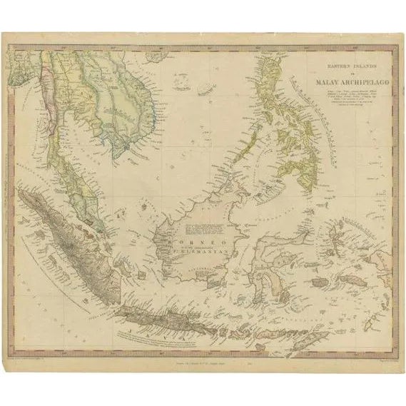 Antique Map of the East Indies by Walker, 1840 For Sale