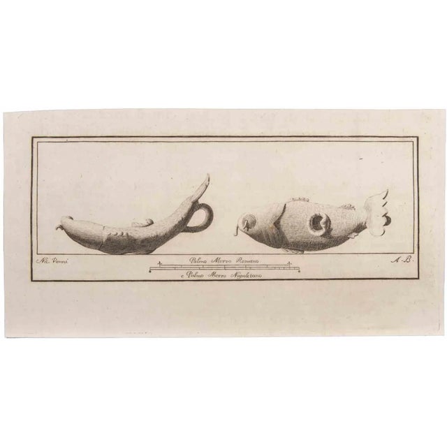 Oil lamp is an etching realized by niccolò vanni (1750-1770). The etching belongs to the print suite “antiquities of...