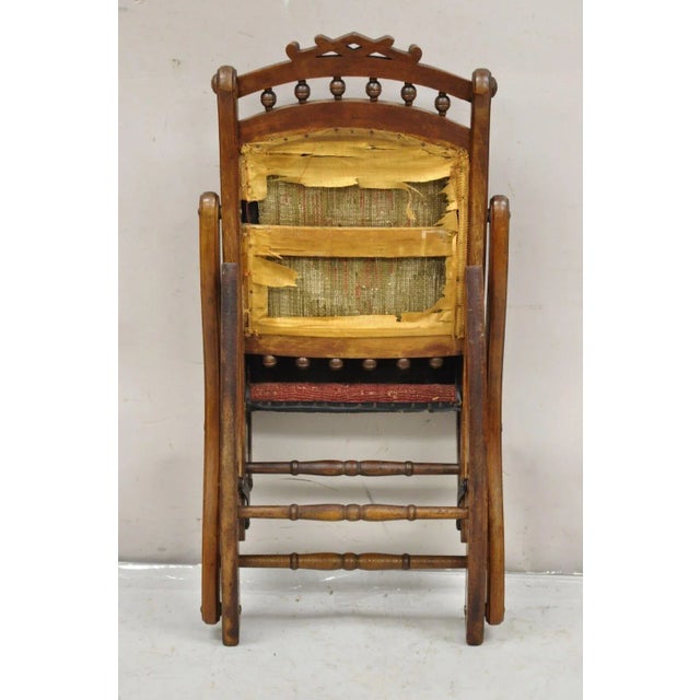 19th Century Antique Eastlake Victorian Walnut Small Child's Folding Rocking Chair For Sale - Image 10 of 10