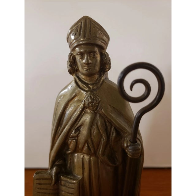 This is a Late 19th Century French Victorian Catholic St. Augustine of Hippo Gilded Bronze figurine. It measures 8" high,...