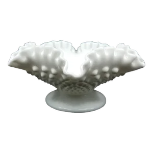 Mid 20th Century Fenton Hobnail Ruffled Edge Candy Dish Bowl