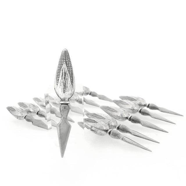 Set of 12 Mid 20th Century Figural Sterling Silver Corn on the Cob Holders For Sale - Image 10 of 12